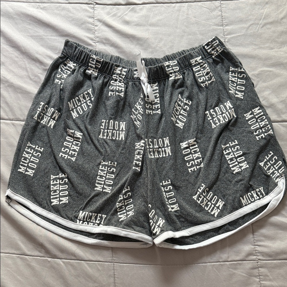 Disney Gray Mickey Mouse Print Lounge Shorts